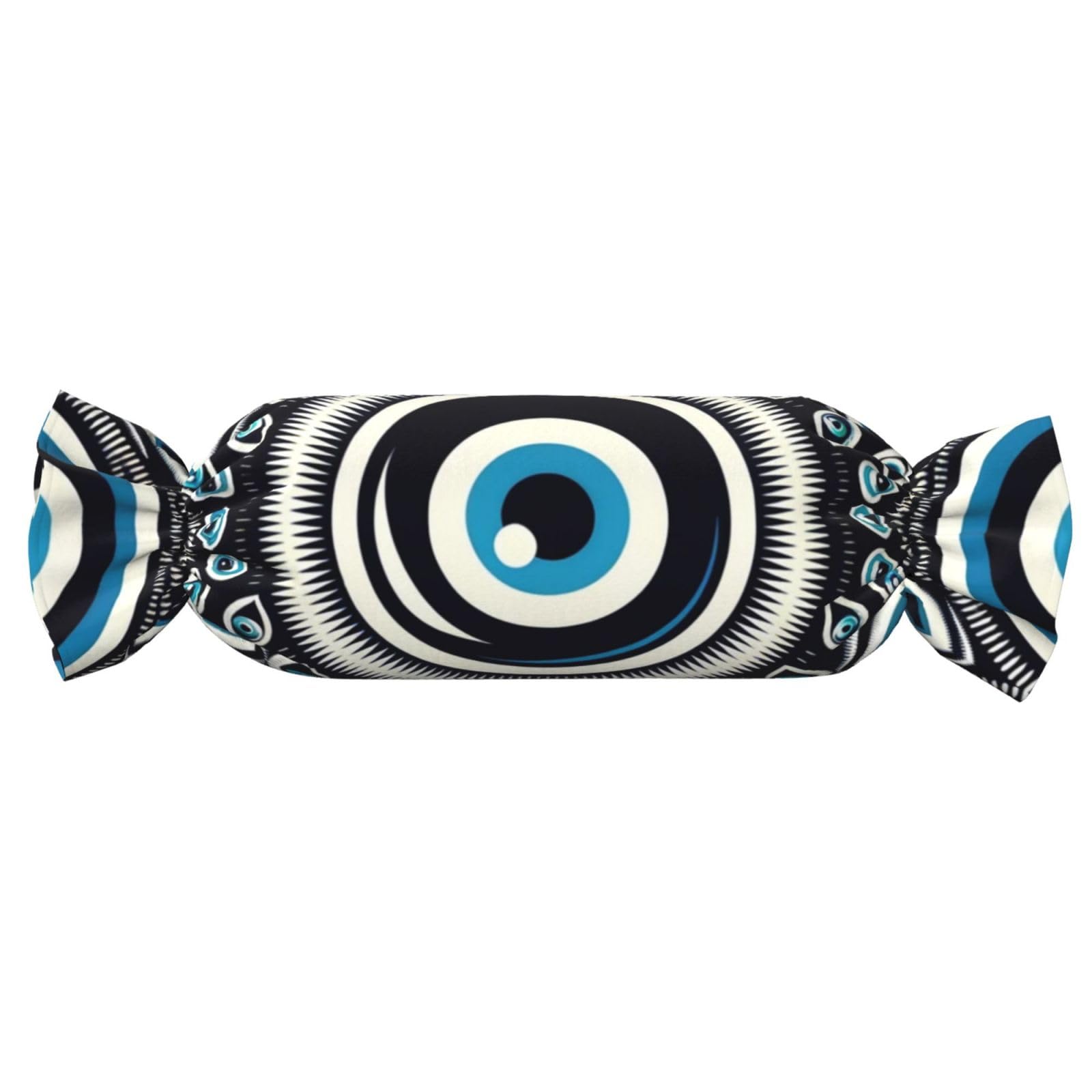 Augenstern Candy-Shaped Pillow with Insert Blue-Greek-Bead-Evil-Eye Candy Tube Cushion with Filling
