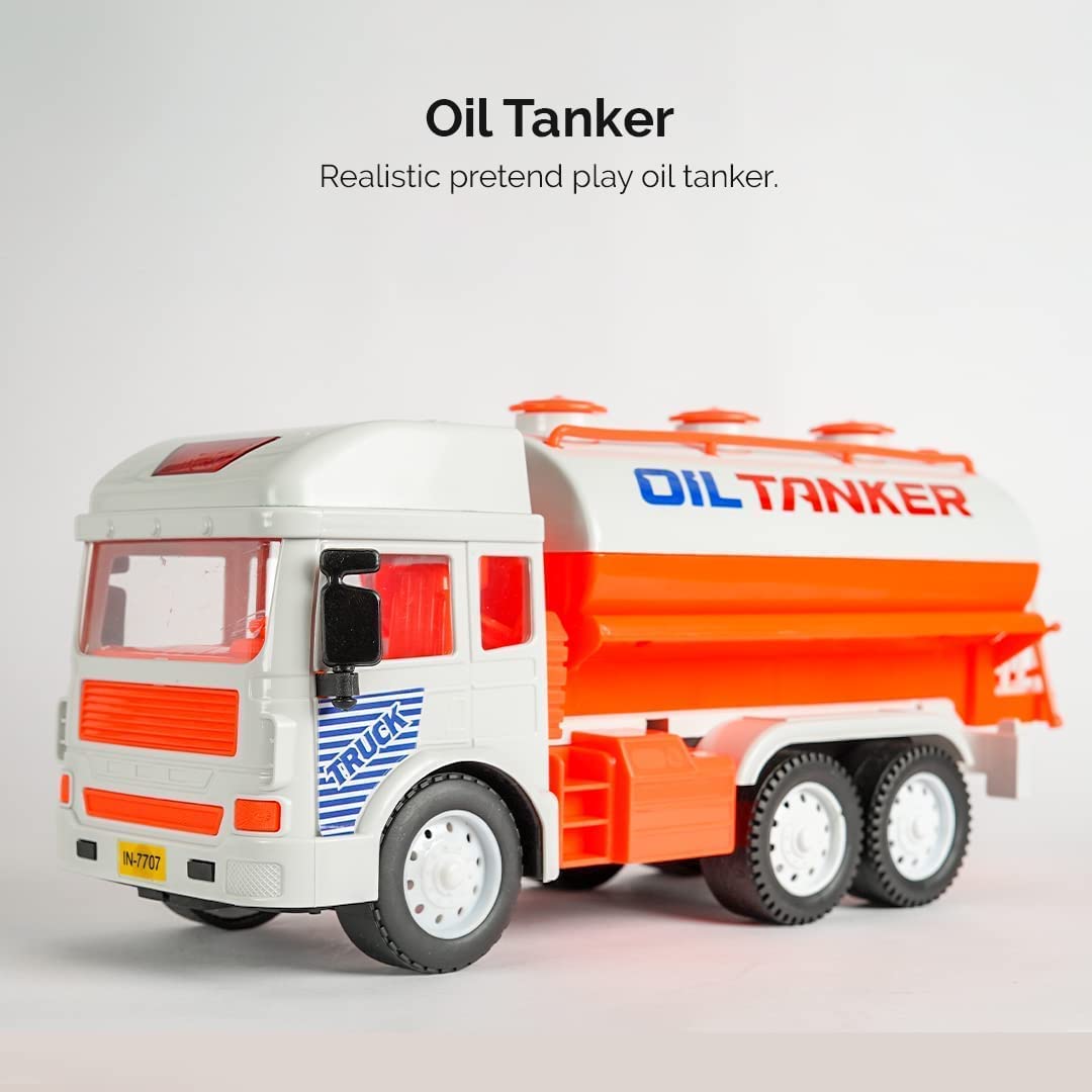Ixora My First Wheels Oil Tanker Friction Powered Realistic Big Size Automobile Construction Engineering Plastic Toy Vehicle for Kids 3