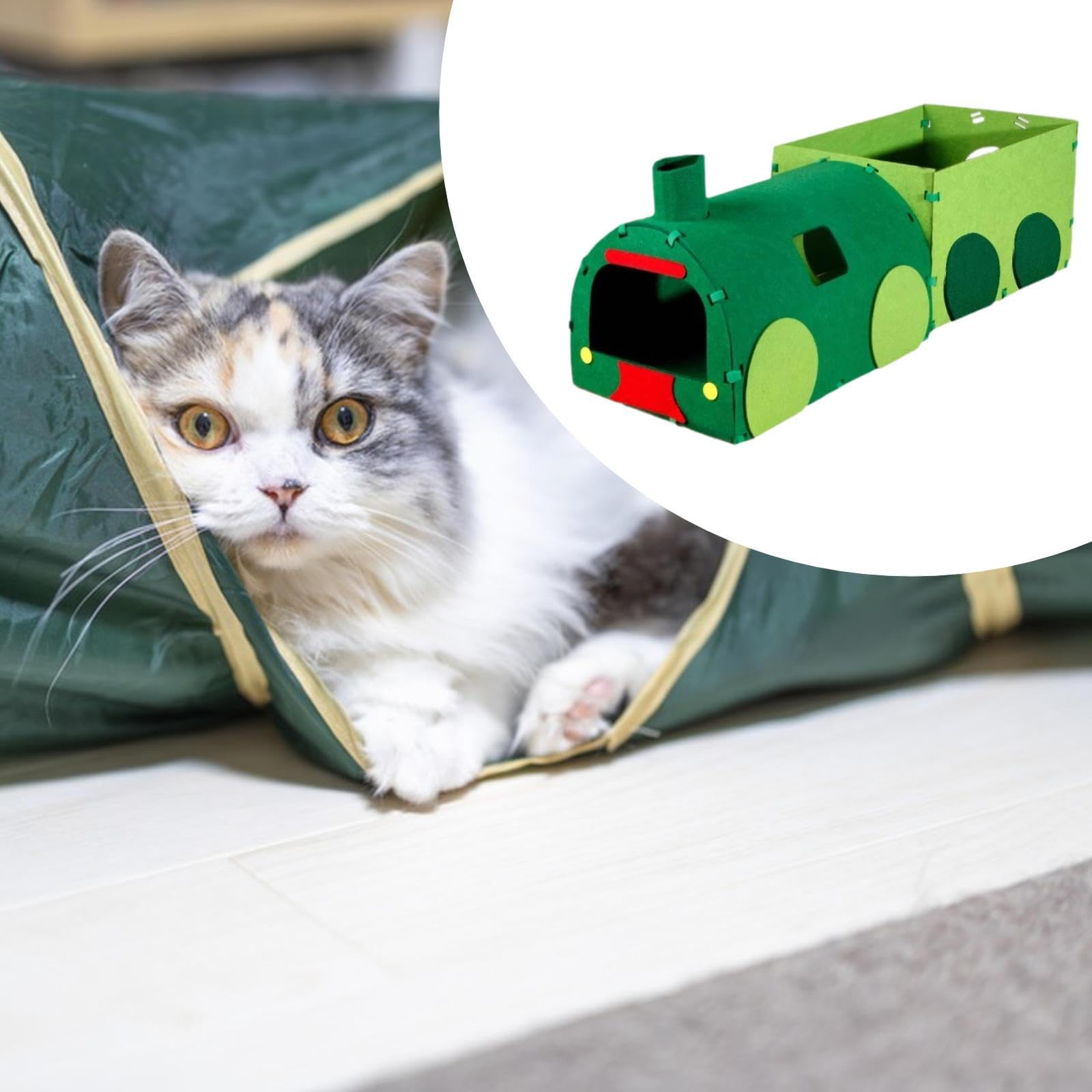 Tunnel pour Chats avec Entrées et Cachette, Idéal pour Les, Chatons et Petits Animaux, 2 Volets