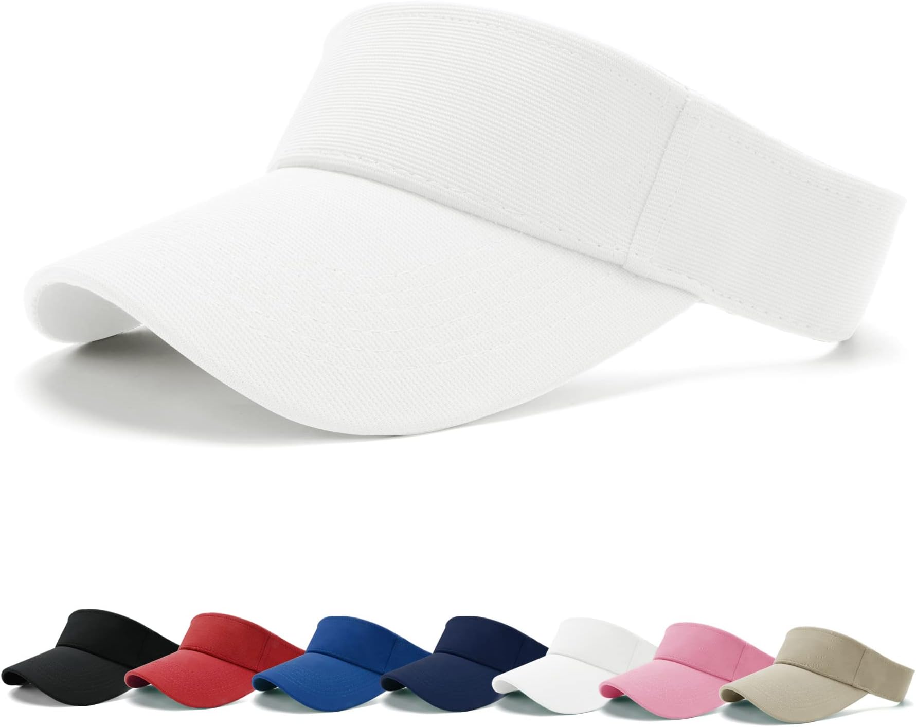 BLURBE Sun Visor Cap - Women Ponytail Baseball Cap, Sport Outdoor Plain Visor Cap, Adjustable Twill Golf Tennis Visor Hats for Men