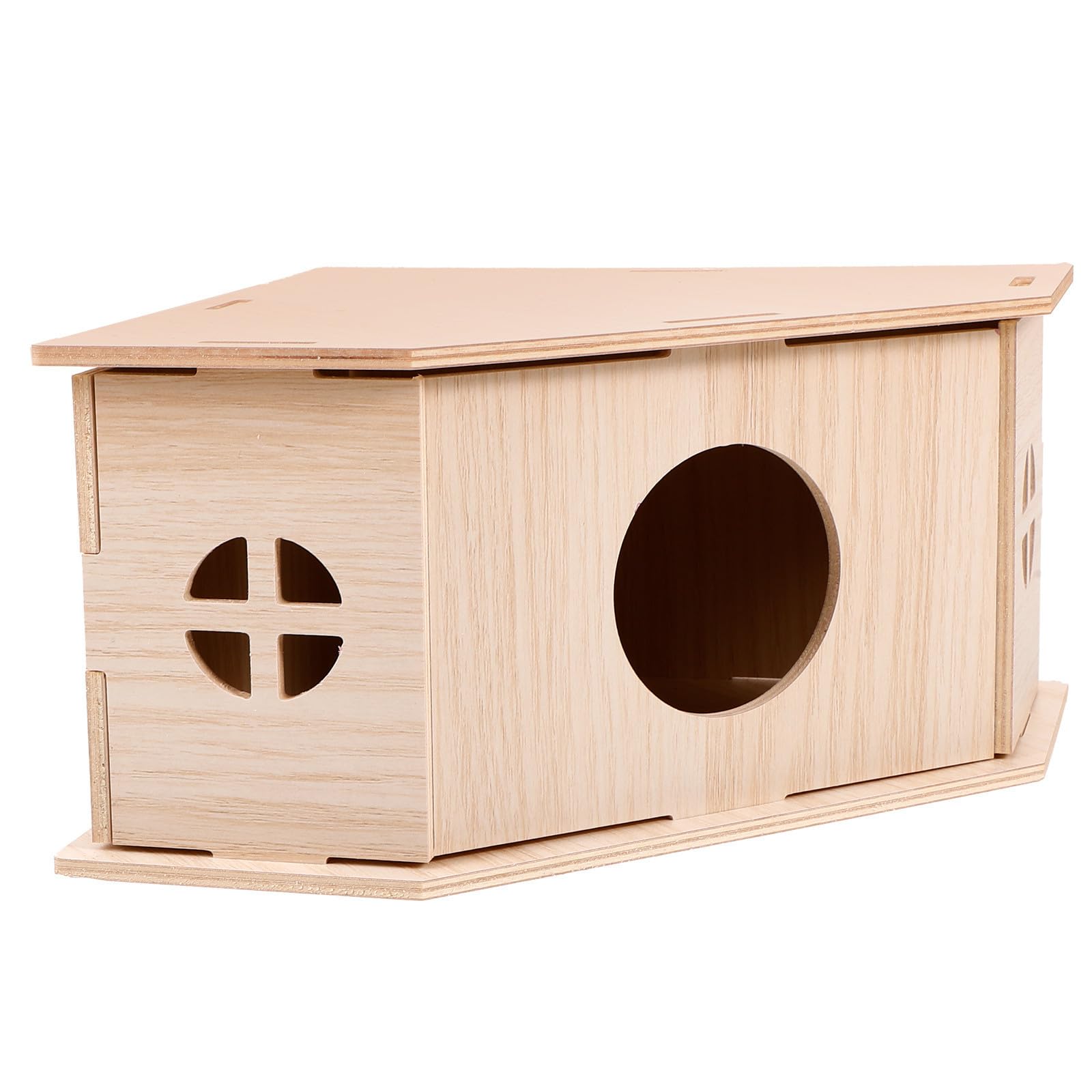 Accesorios de hámster ruso y casa de madera beige para ratas y ardillas
