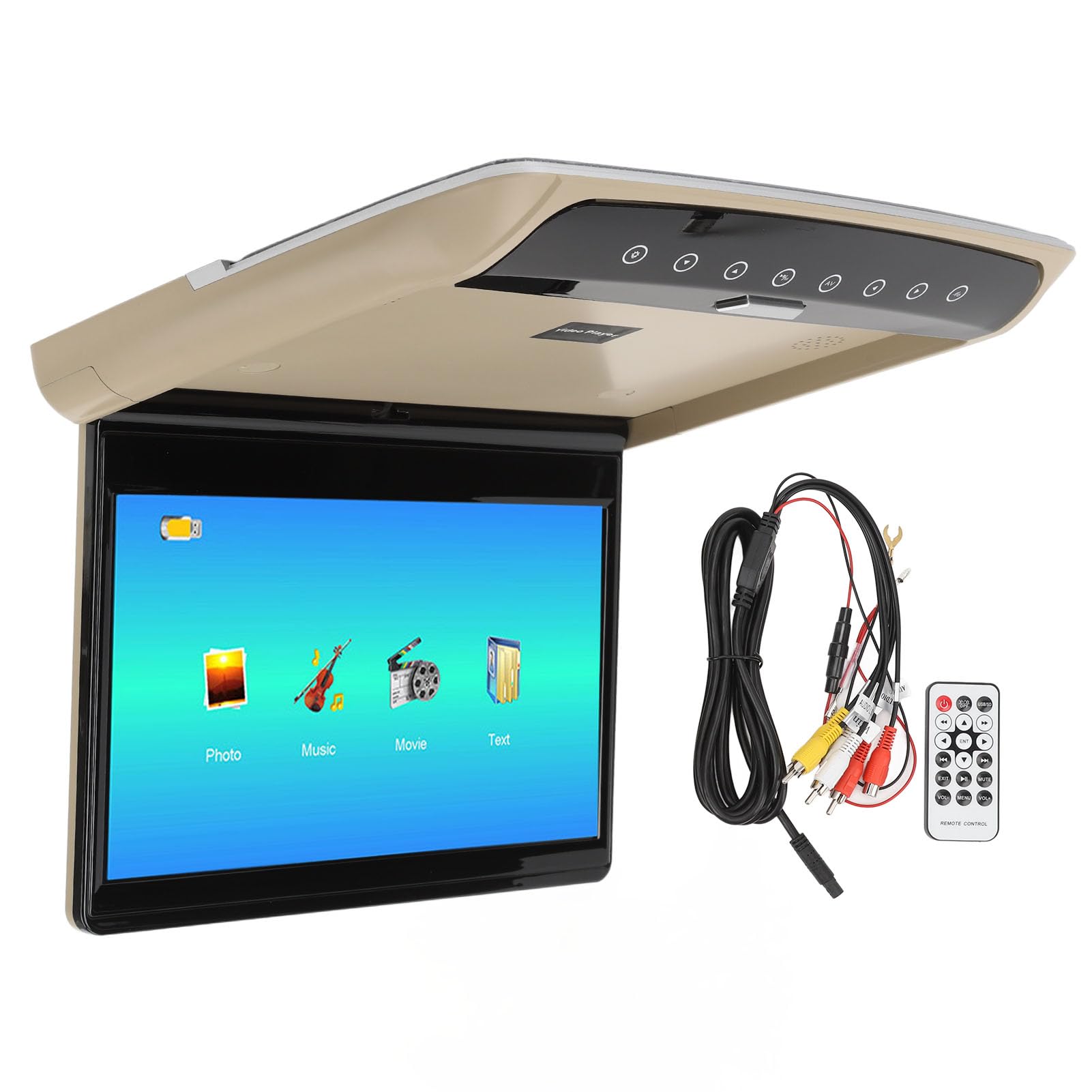 Schermo FHD 11,6 Pollici con Risoluzione 1920x1080 Monitor Tetto per Auto Flip Down Multimedia Display Video Soffitto per Auto con Porta USB SD HDMI (senza unità DVD)