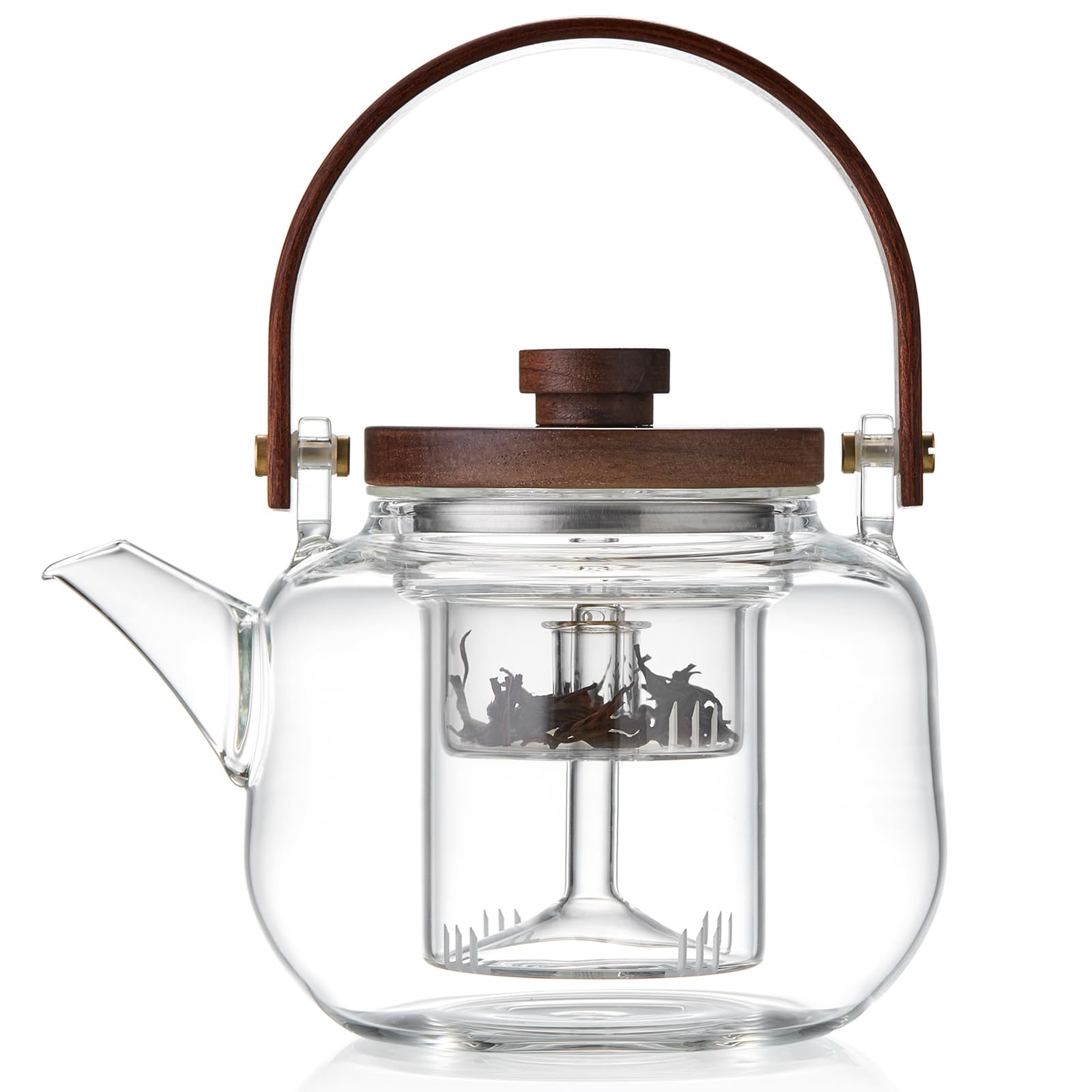 Glass Teapot With 2 Infusers - Borosilicate Stovetop Safe Tea Kettle, 1090ml/36.9oz Capacity