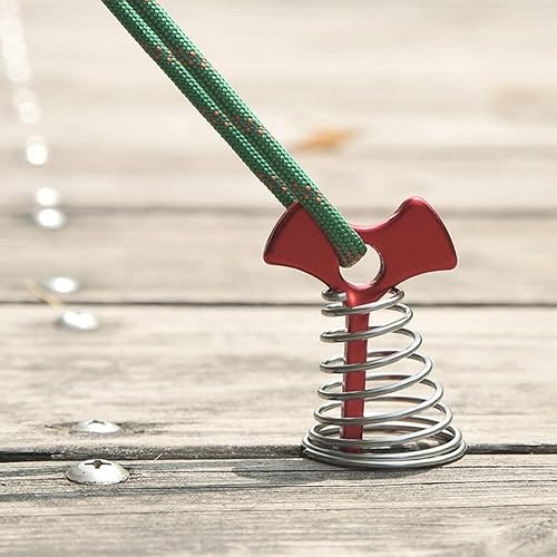 Miniatura 5 de Juego de 10 estacas para tienda de campaña de espina de pescado, aleación de aluminio, resistente al viento, con hebilla de resorte, para