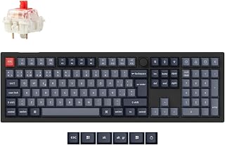 Keychron V6 MAX Teclado Mecánico Inalámbrico Personalizado, 2.4 GHz Conexión Bluetooth por Cable QMK/Via Programable, Hot-Swap Interruptores Gateron Jupiter Rojos para Mac/Windows/Linux-ES Layout