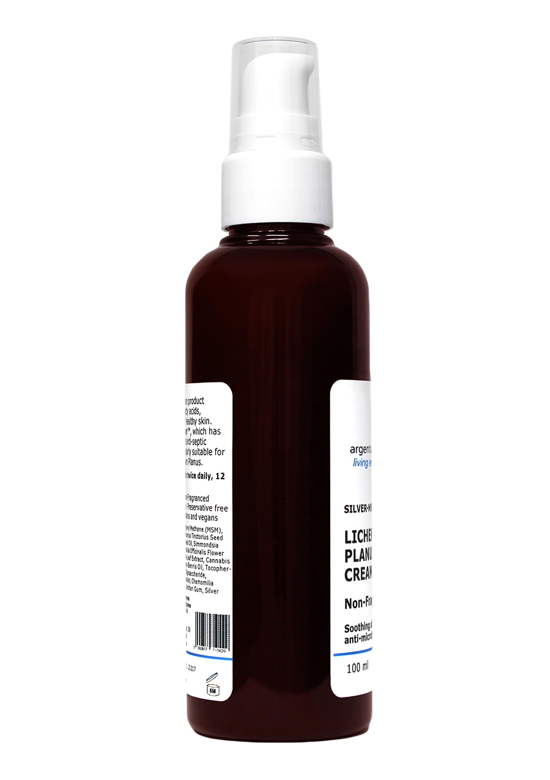Argent-MSM Crème Lichen Planus Non Parfumée 100 ml | Pour les peaux sujettes au Lichen Plan