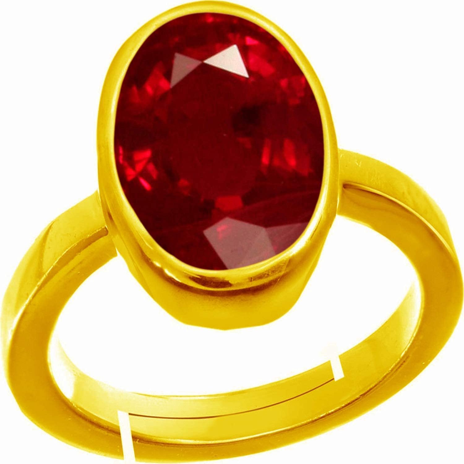8.00 Carat A+ Quality Natural Burma Ruby Manik Unheated Untreatet Gemstone Gold Ring for Women's and Men's{GGTL Lab Certified}, Gold Plated Metal, Ruby