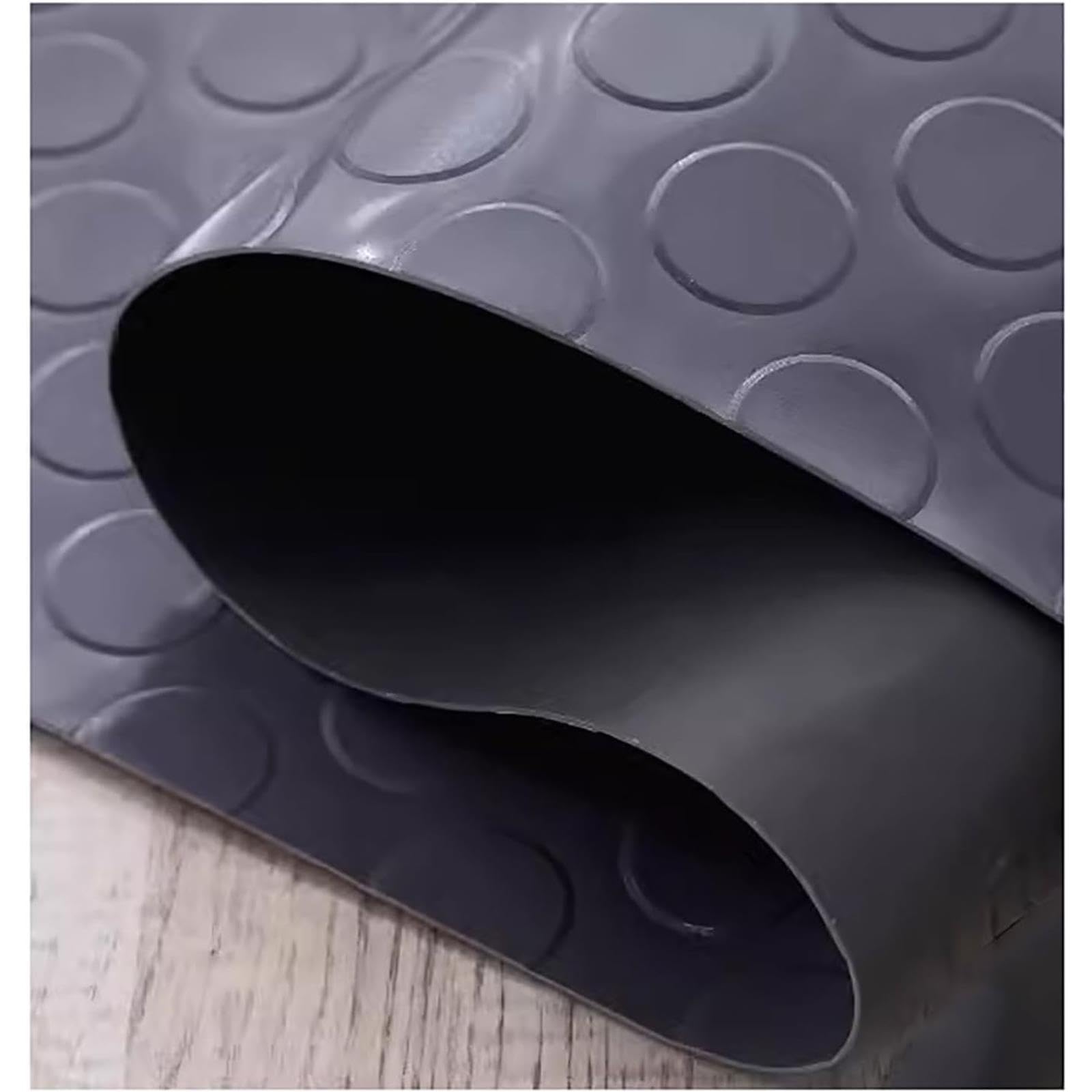 Esteras de Caucho para Suelos de Garaje Rollo De Alfombrilla De Goma Redondo De 3 Mm for Remolque De Taller De Garaje - Múltiples Tamaños Multicolores(Black,1m x 2m/3.3ft x 6.6ft)