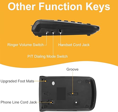 Miniatura 3 de Uvital Teléfono con cable para teléfono fijo, teléfono fijo negro, teléfono fijo con cable, teléfono de escritorio para el hogar, oficina,