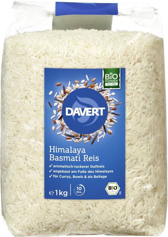 Davert Bio Himalaya Basmati Reis weiß 1kg (6 x 1 kg)