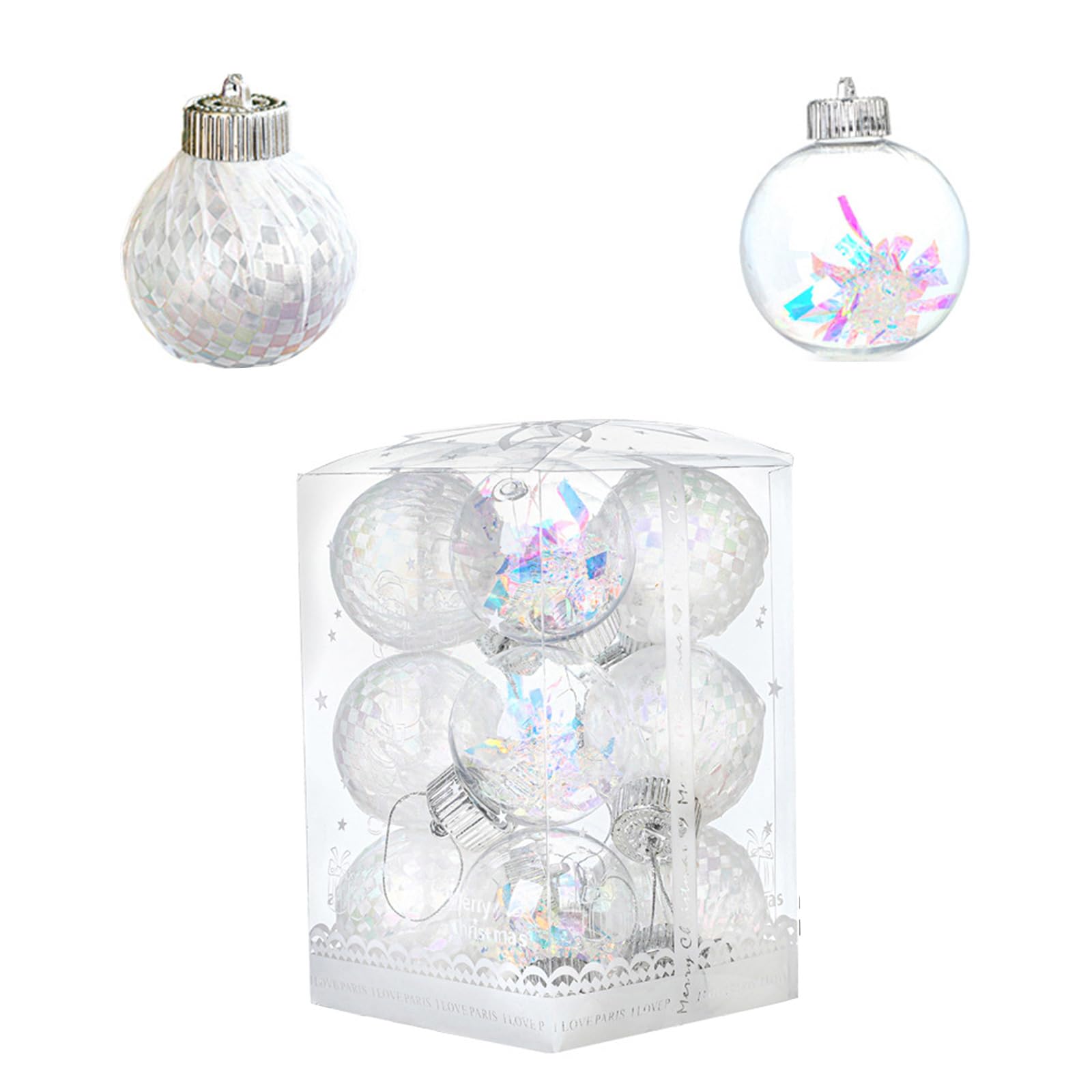 carotoe 6Pcs / Pack Meshes Ribbon Sphere Christmas Tree Hanging Decorations for Christmas Celebration Tree Ornaments