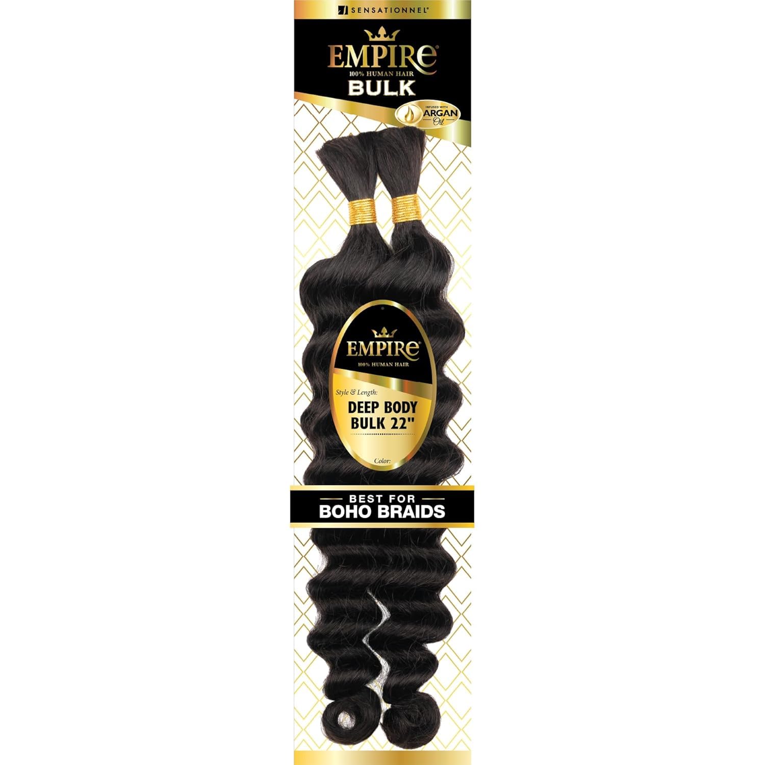 Sensationnel Empire Bulk Braiding – Deep Body Human Hair Braids for Knotless Boho Box or Curly Loosewave Styles - 1 pack (14 inch, 30 LIGHTAUBURN)