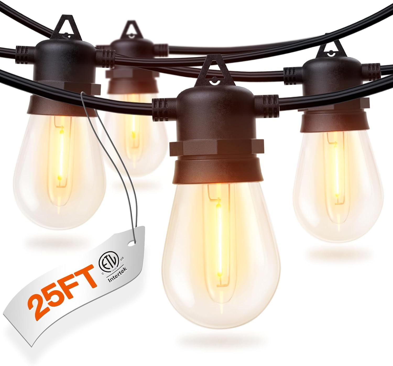 addlon 25FT LED Outdoor String Lights Waterproof Patio Lights with