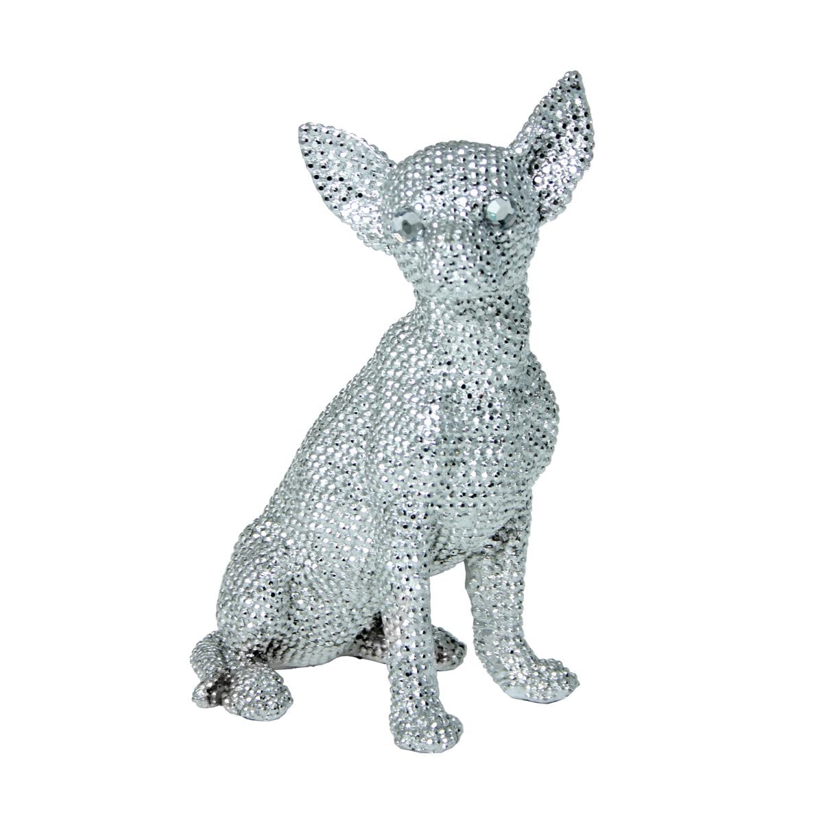 Alexandra House Living Figura Decorativa Plateado Plástico Perro 15 x 18 x 27 cm