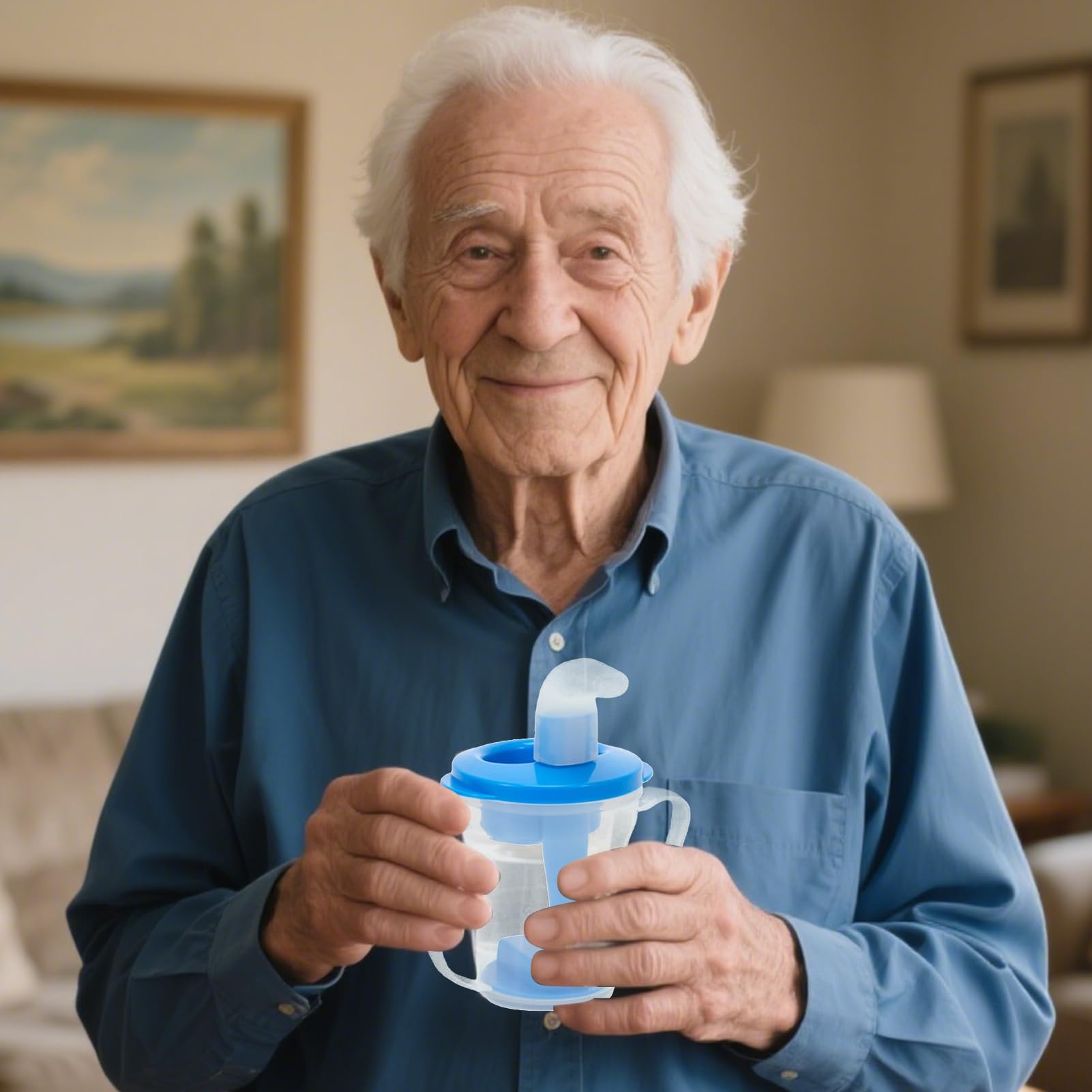Gobelet Dysphagie Régulateur - Aide À La Déglutition Pour Adultes, Tasse Médicale Anti-Fausse Route Avec Paille, Distributeur Liquide Anti-Éclaboussures Portable Débit Lent Soins Personnes Âgées