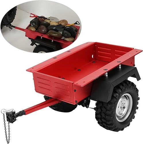 Miniatura 4 de Escala 110 RC Car Hitch Trailer Modelo de aleación de aluminio Juguete para niños Ajuste para TRAXXAS RC Car (rojo)