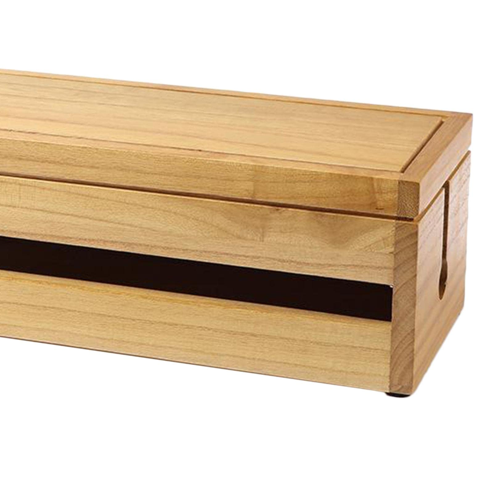 Fenteer Kabel Management Box Organizer für Schnüre, Groß Holz Kabelbox Bambus, um Ladegeräte & Steckdosenleisten sowie Kabel verstauen Kabelmanagement, 37,7x14,3x12,3 cm