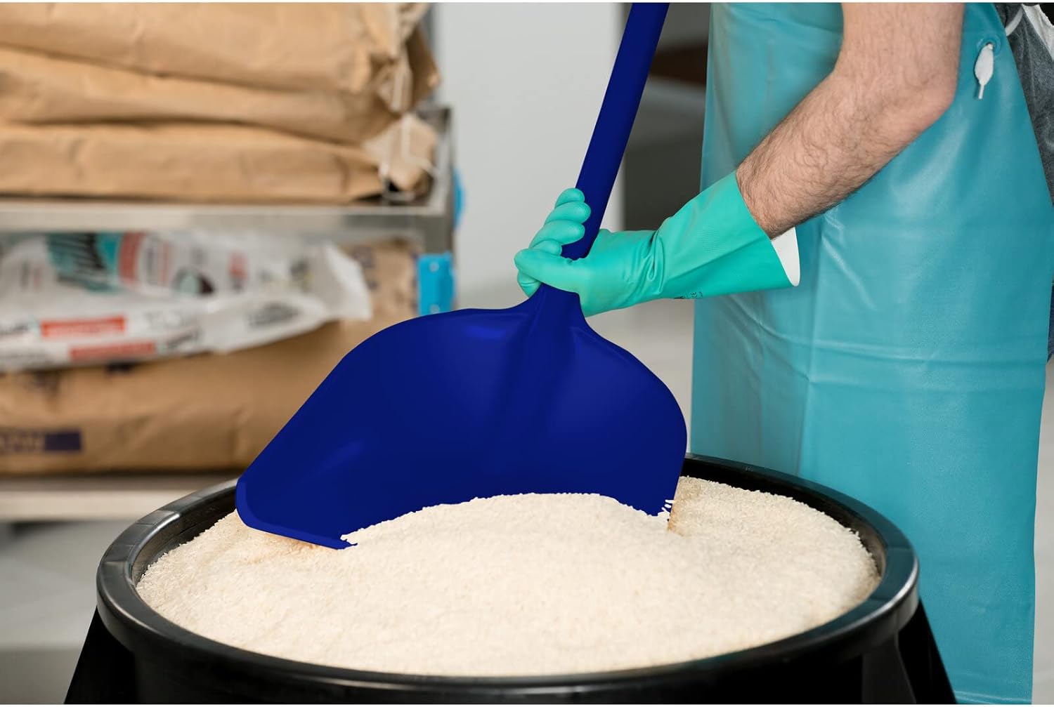 SPARTA Polypropylene Sanitary Shovel, One-Piece Molded Food and Ice Scoop for Commercial Kitchen and Bulk Ingredient Transfer, 10" x 13.75" Scoop, Blue