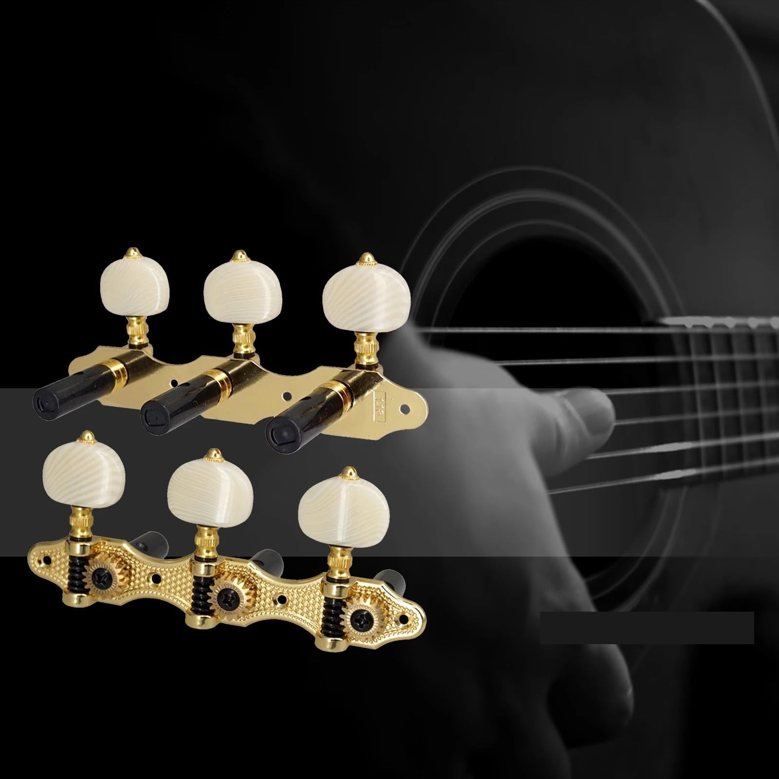 2 deski klasyczna gitara akustyczna kołki do strojenia 1:18 klucz do strojenia 3 lewy 3 prawy wymiana złota metalowa powłoka plastikowa 9.5mm 110mm