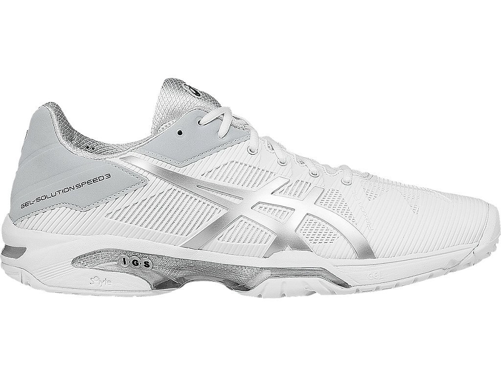 ASICS Men's Gel-Solution Speed 3 Tennis Shoe, White/Silver, 6 M US