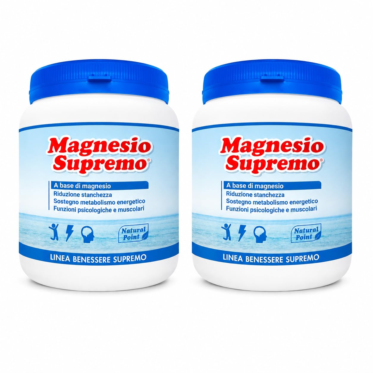 Natural Point Magnesio Supremo 2 Confezioni da 300 g – Riduce Stress, Stanchezza e Affaticamento, Supporta Muscoli e Sistema Nervoso, Benessere Quotidiano, Integratore Alimentare in Polvere Solubile
