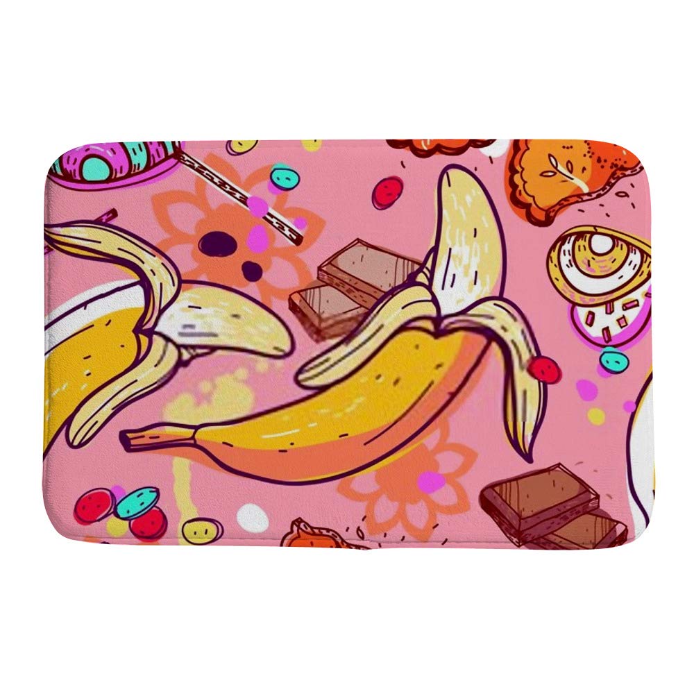 Tapis de bain bonbons fruits rose Ruchen 91x61cm en velours
