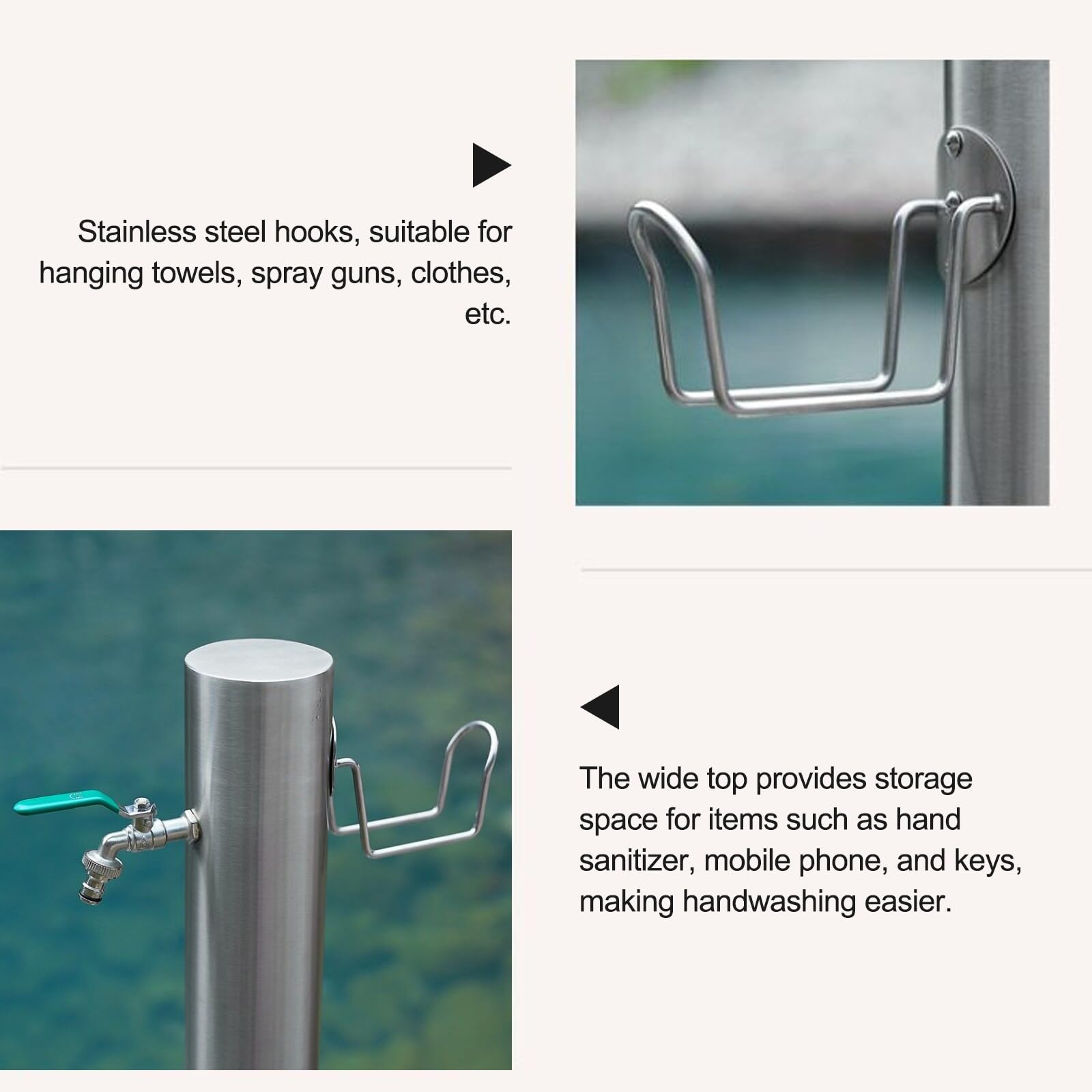 Columna de Agua Vertical de Acero Inoxidable para jardín, Soporte Independiente para Manguera con Grifo anticongelante para riego y Lavado, hidrante dispensador de Agua Duradero