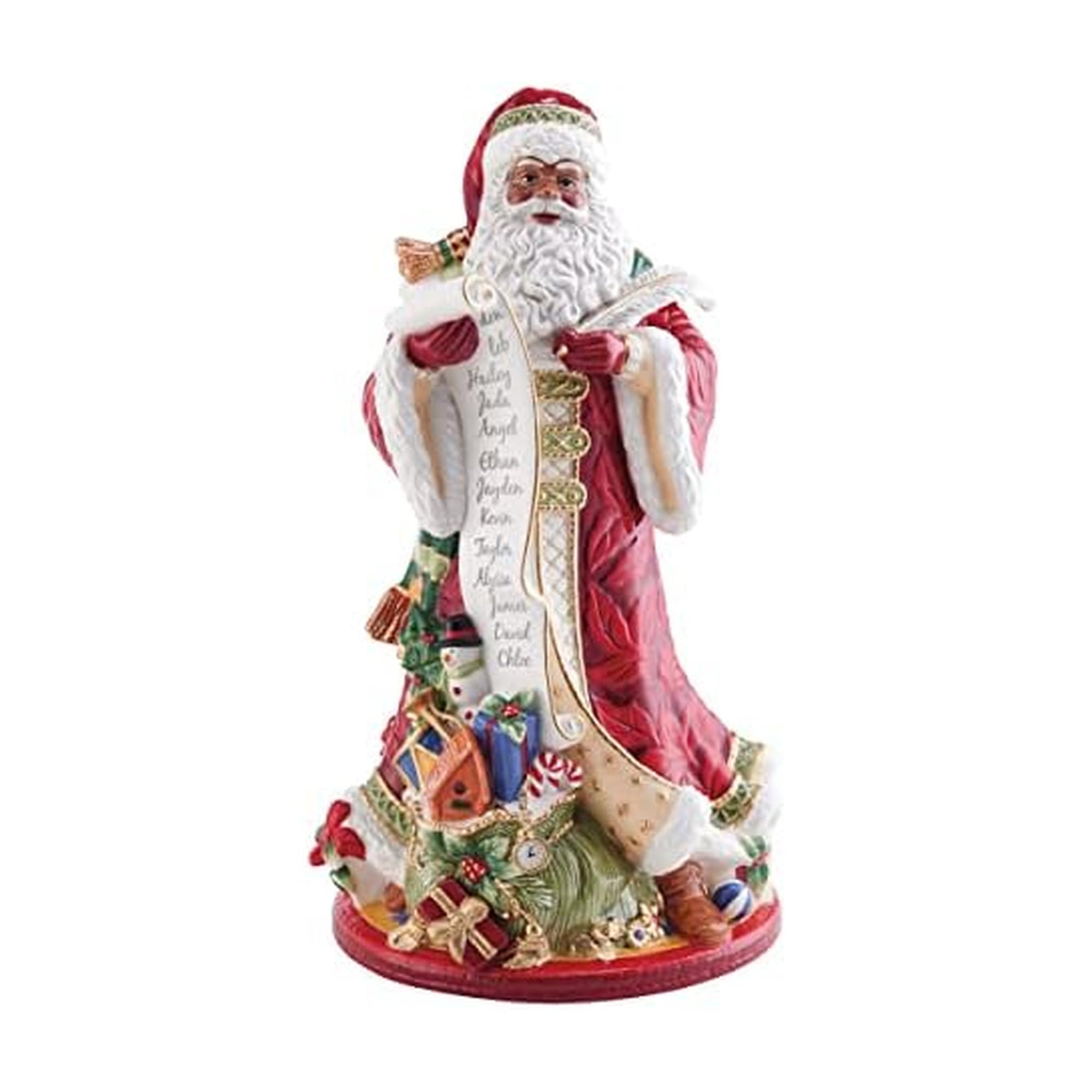 Fitz and Floyd Holiday Home African American Santa Ceramic Figurine, Multicolored