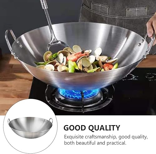Miniatura 2 de Tofficu Wok de acero al carbono, wok de doble oreja, wok de metal binaural, antiadherente, sartén profunda para cocina, wok para freír, parrilla