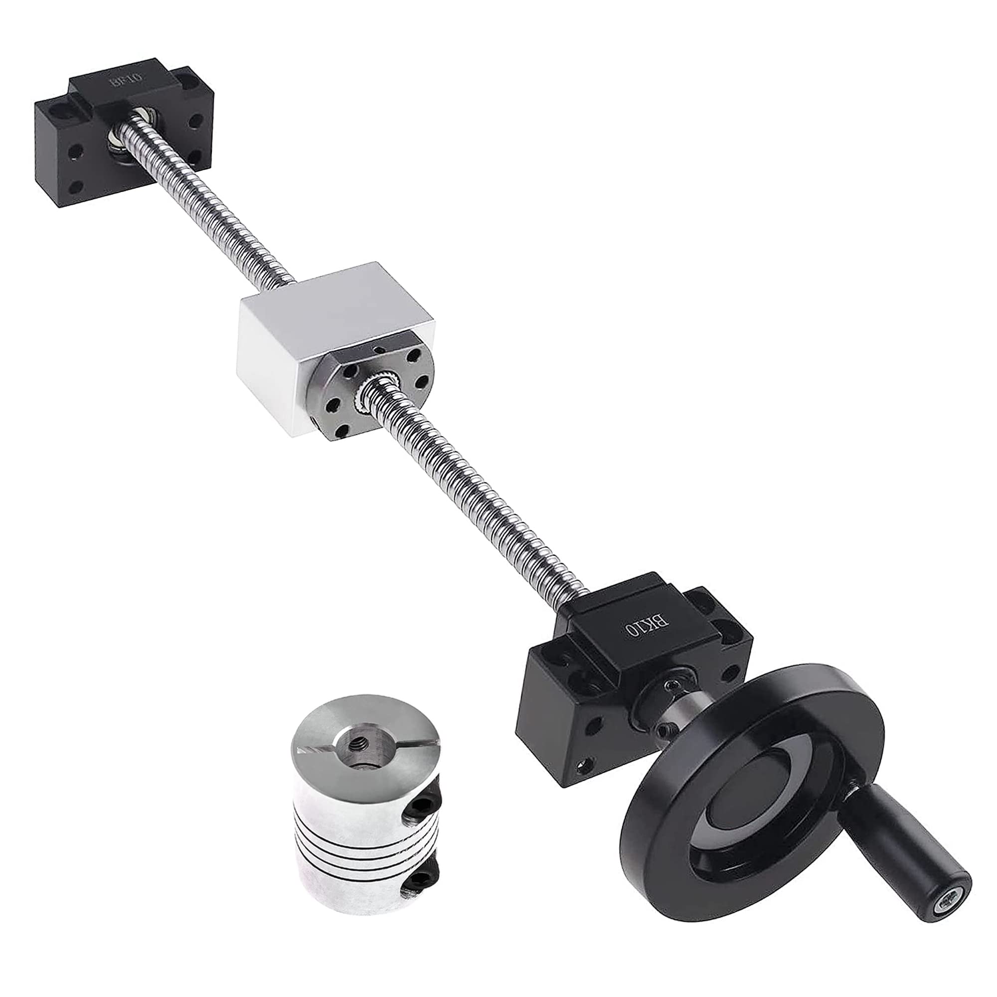 CNCMANS SFU1204 Ball Screw Set SFU1204-250mm BallScrew with Nut + Hand Wheel + BK10/BF10 End Supports + Coupler and Screw Nut Housing, BallScrew Kit for Milling Machine
