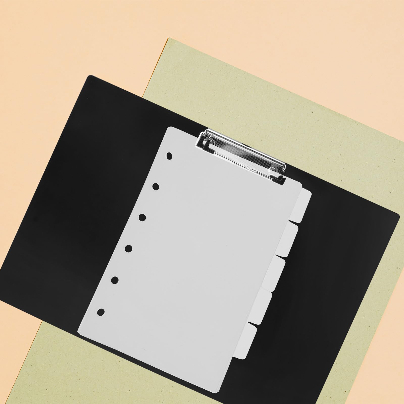 Separadores de Carpeta de 7 Hojas Transparentes A7, Divisores de Página de PP Mate 6 Agujeros, Pestañas Doradas para Cuadernos y Archivos de Oficina