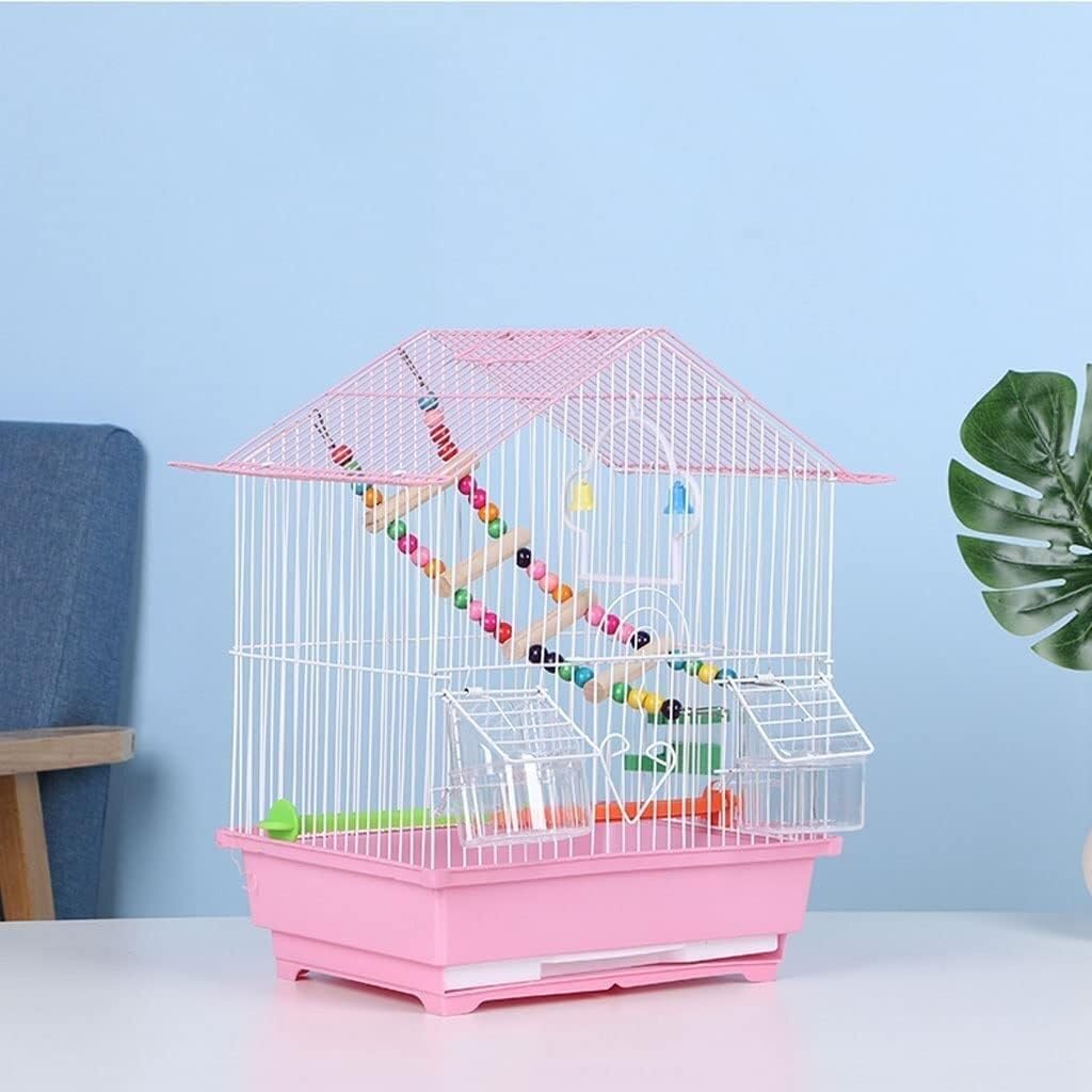 Jaula para pájaros, Jaula de Metal y Hierro portátil para pájaros, transportín pequeño para pájaros, casa Ornamental (Amarilla)