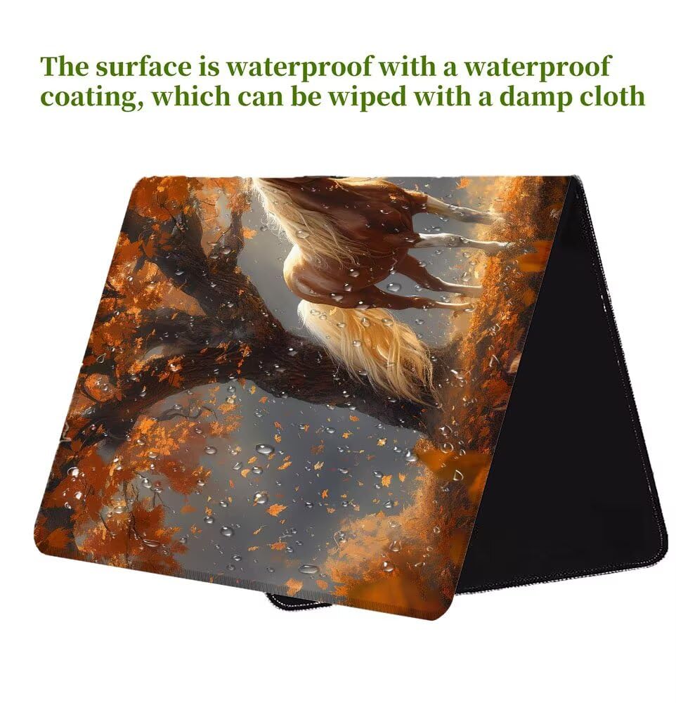 Alfombrilla Ratón, Alfombrilla Gaming Árbol XXL 1200x600x3mm, Extendida Base de Antideslizante Caucho Mouse Pad Caballo, Protector Escritorio con Bordes Cosidos, Mejora la precisión y la Velocidad H-8