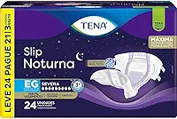 Tena Slip Noturna, Fralda Geriátrica para Incontinência Urinária, EG - Leve 24 Pague 21 unidades