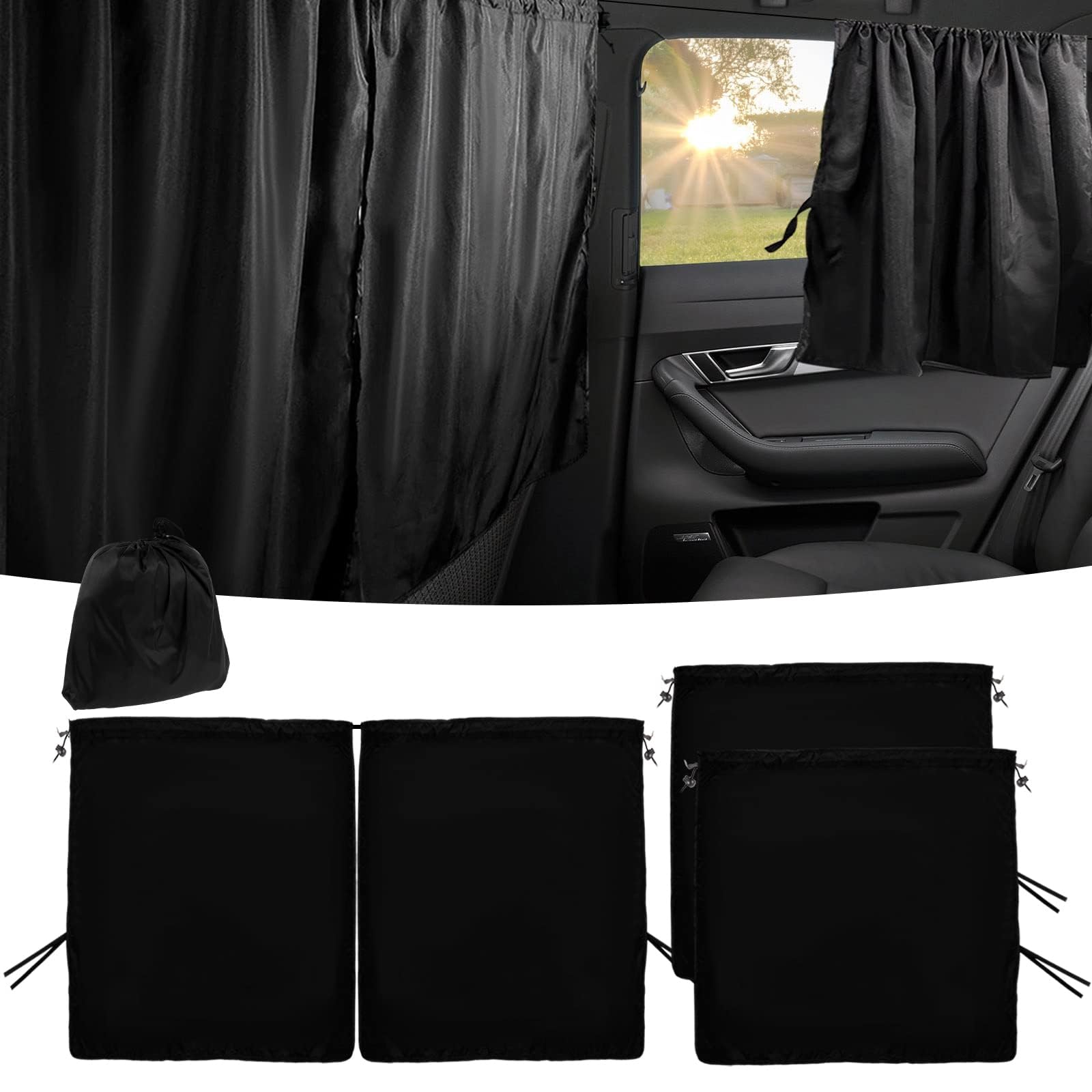 LUUXWPFZ Car Divider Curtains, for Cupra TAVASCAN ab 2024, Privacy Sun Shade Vehicle Partition Blinds Cab Separation Screen Rear Seat Interior Drape,4Pcs