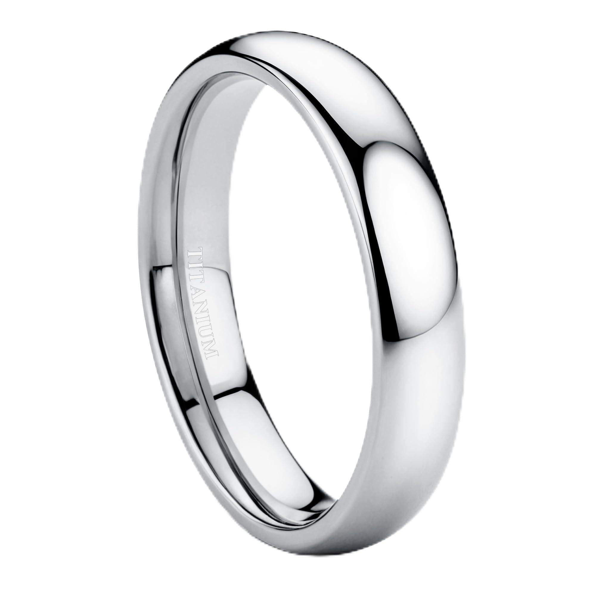 Jstyle 2mm 4mm 6mm Titanium Wedding Band Rings for Men Women Silver/Gold/Black Plated Domed High Polish Stackable Rings Engagement Statement Promise Wedding Band Ring Comfort Fit 6-13 Not Tarnished Sliver-4mm 9