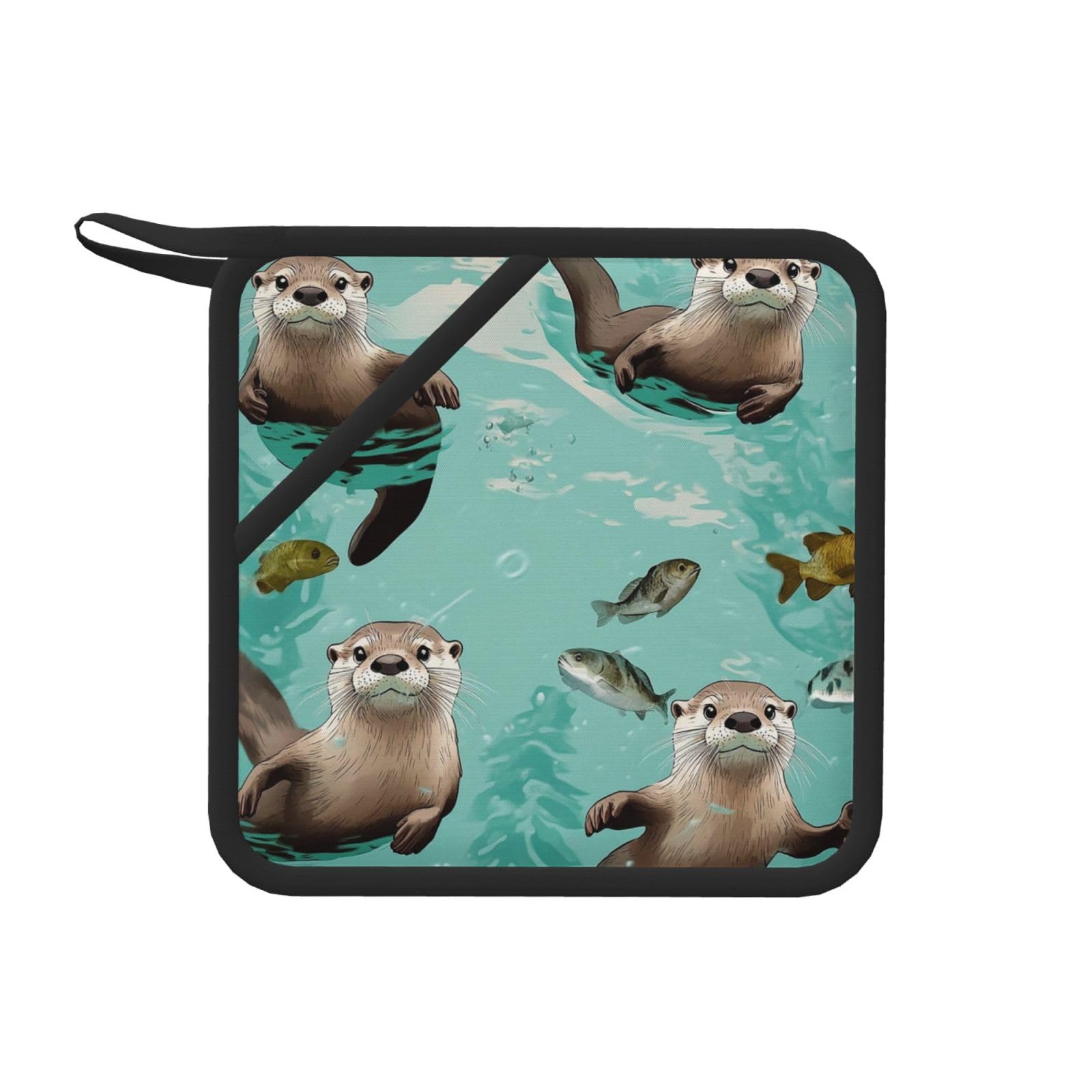 Pot Holders Set of 2 Kitchen Heat Resistant Potholders Otters Silicone Aunty-hot Pad Cotton Lining Oven Hot Pads for Cooking Baking BBQ Microwave Kitchen