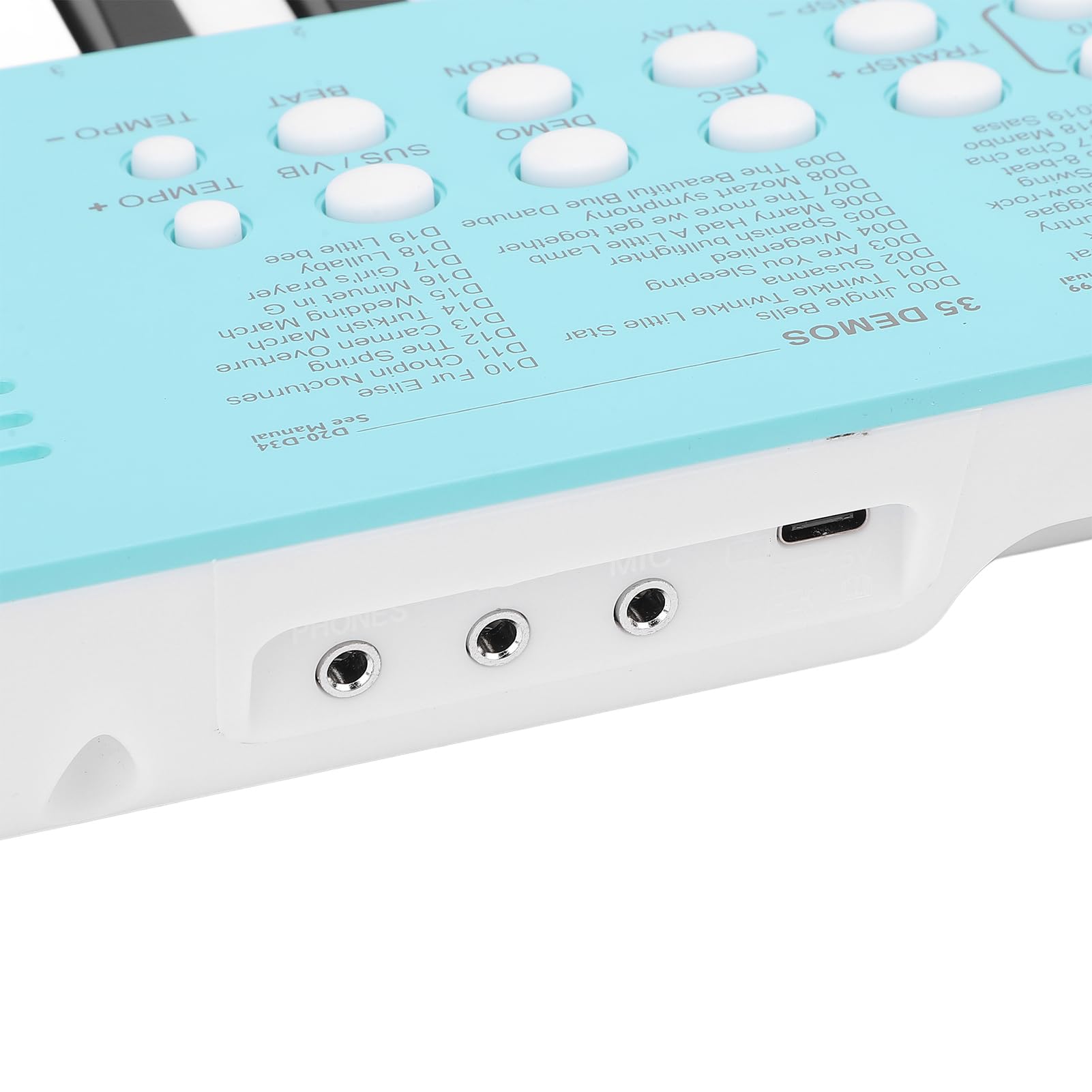 Tastiera Elettronica a 37 Tasti 200 Toni Ritmi 35 Demo Strumento a Tastiera per Pianoforte Digitale Multifunzionale con Microfono per Principianti e Musicisti Esperti (BLUE)