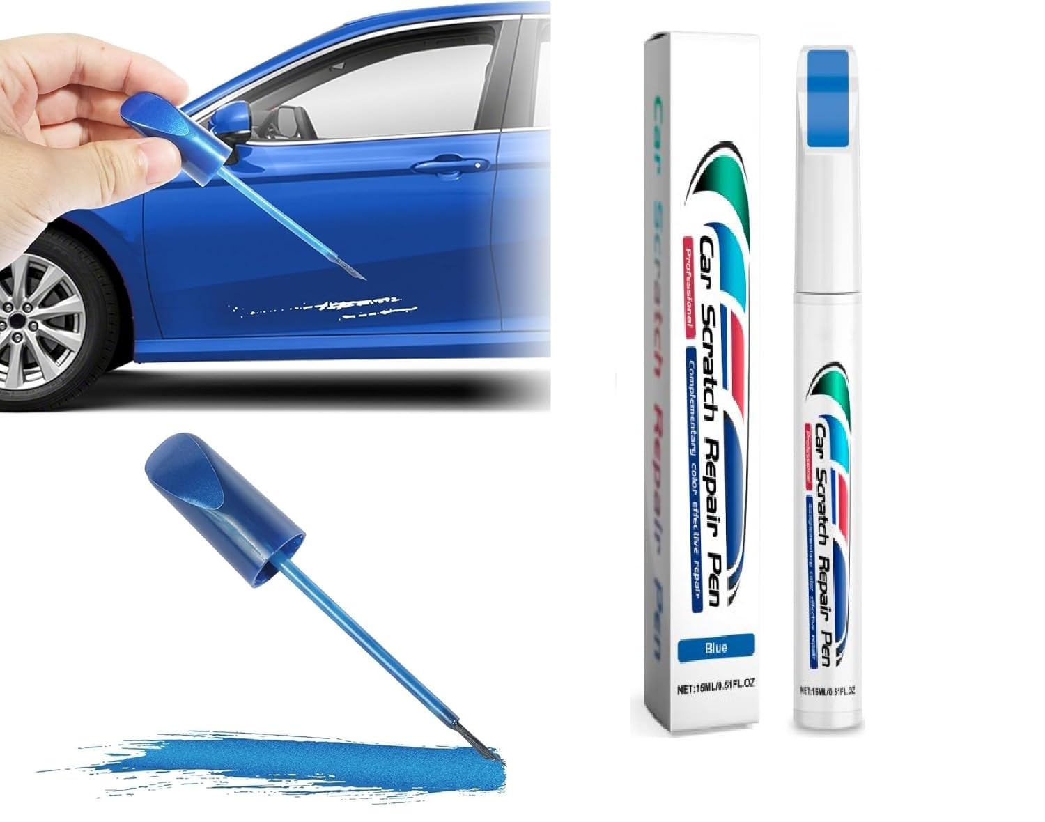 Car Touch Up Paint Pen Blue, Car Scratch Remover Fix Colors Auto Car Coat Paint Pen Touch Up Scratch Clear Repair Remover Remove Tool (Blue)-image-16