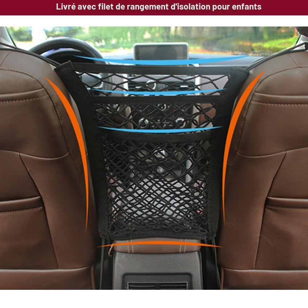 Lot De 2 Organisateurs De Siège De Voiture, Avec Support De Table À Manger Pliable, Livré Avec Barrière De Filet Pour Voiture De Chien, Pour Jouets, Collations Et Articles De Voyage Essentiels Etc