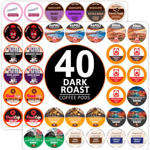 Perfect Samplers Dark Roast Coffee Pod Variety Pack-Package for Keurig K Cups Coffee Makers,Bold,40 Count (Pack of 2)