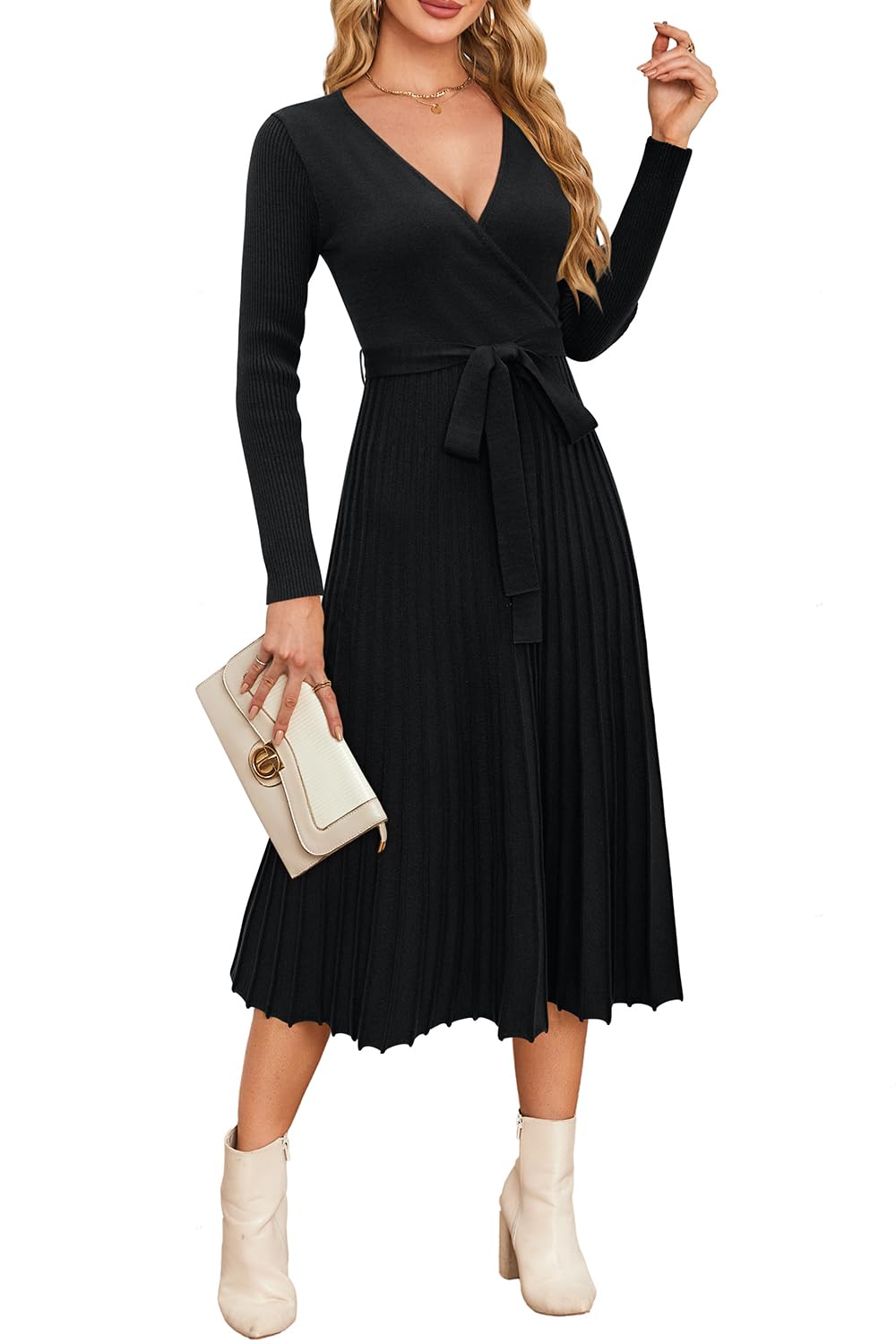 Newshows Strickkleid Damen Winter Herbst Langarm Winterkleid