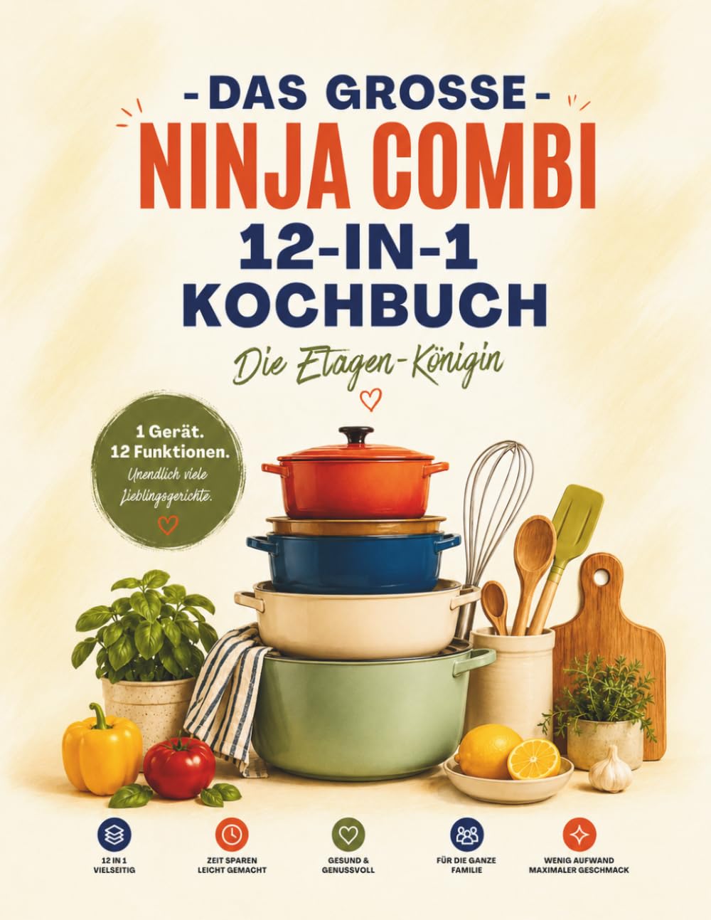 Das große Ninja Combi 12 in 1 Kochbuch: 120 einfache, schnelle & knusprige Rezepte für die ganze Familie, berufstätige Eltern und Ninja Neulinge
