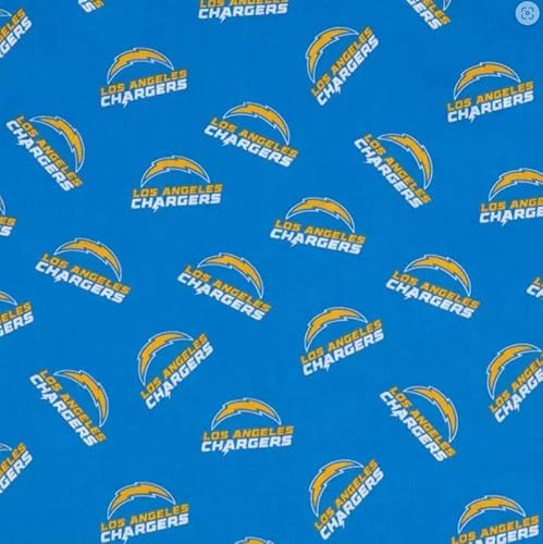 Los Angeles Chargers Cotton Fabric - NFL Team Logo Cotton Fabric by The Yard, Fat Quarter, Half Yard, 1 Yard, 2 Yard Cuts