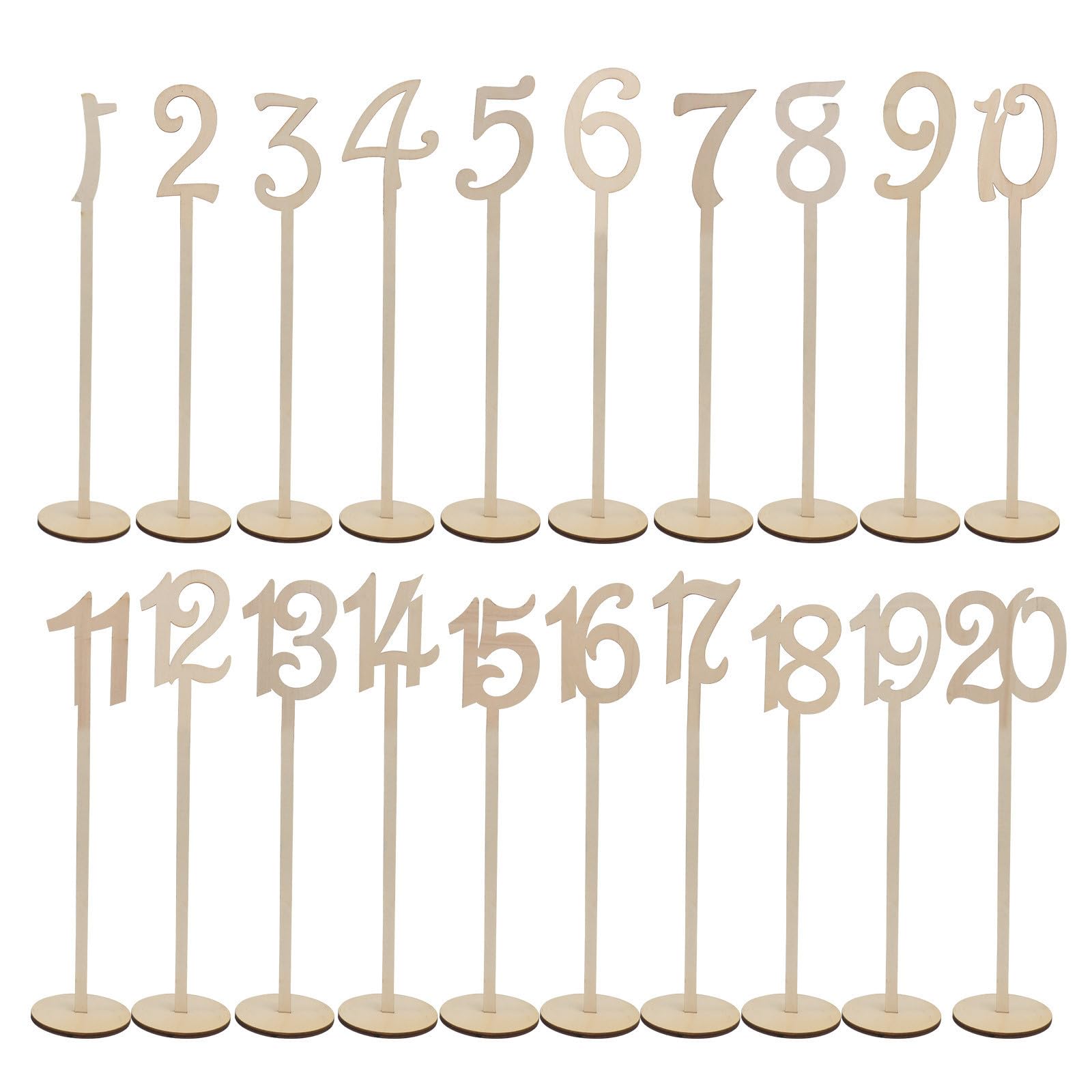 Números de mesa de madera Hohopeti para bodas y recepciones pack de 20 unidades con caligrafía elegante