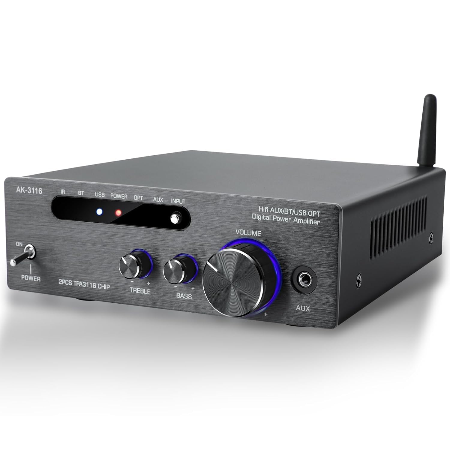 Hi-Fi Amplifier, 2000W Mini Amplifier 2.0 Channel 100W*2 Bluetooth 5.3 TPA3116 Chip Stereo Audio Amplifier Digital Power Amplifier Opt/AUX Card Input-image-14