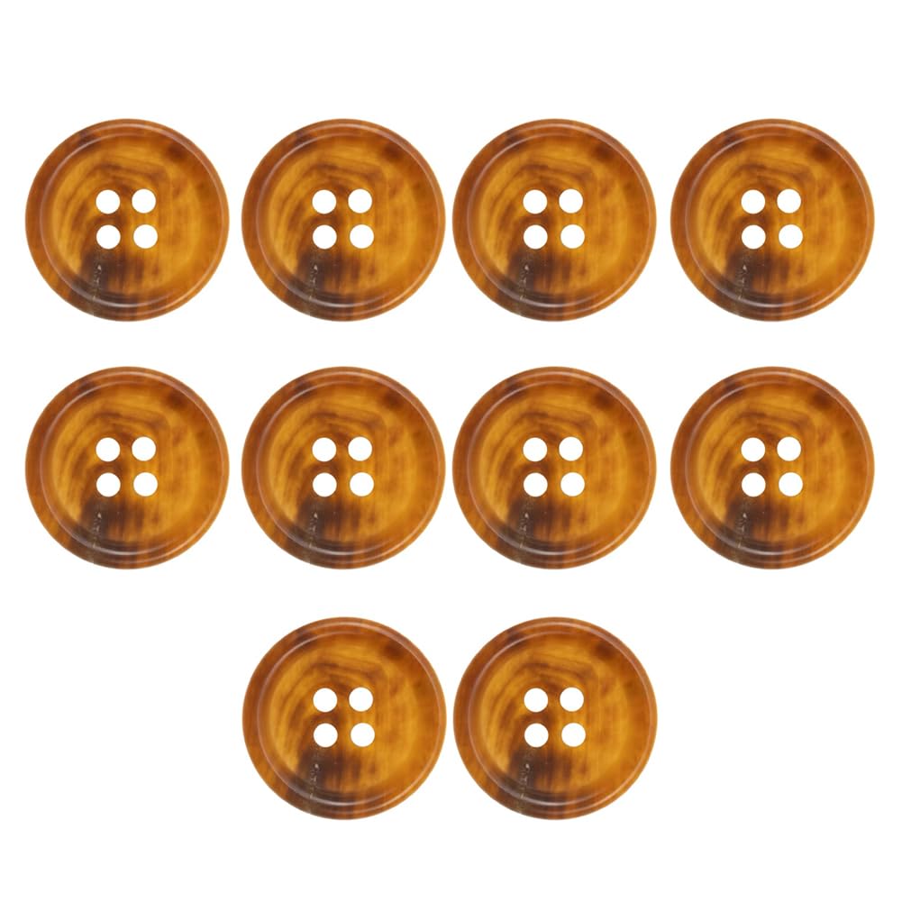10 Pieces Large 1 Inch Natural Real Horn Buttons for Men's Blazer, Suit, Coats, Jacket, Uniform Genuine Natural Horn Buttons Size 25MM (Light Brown)