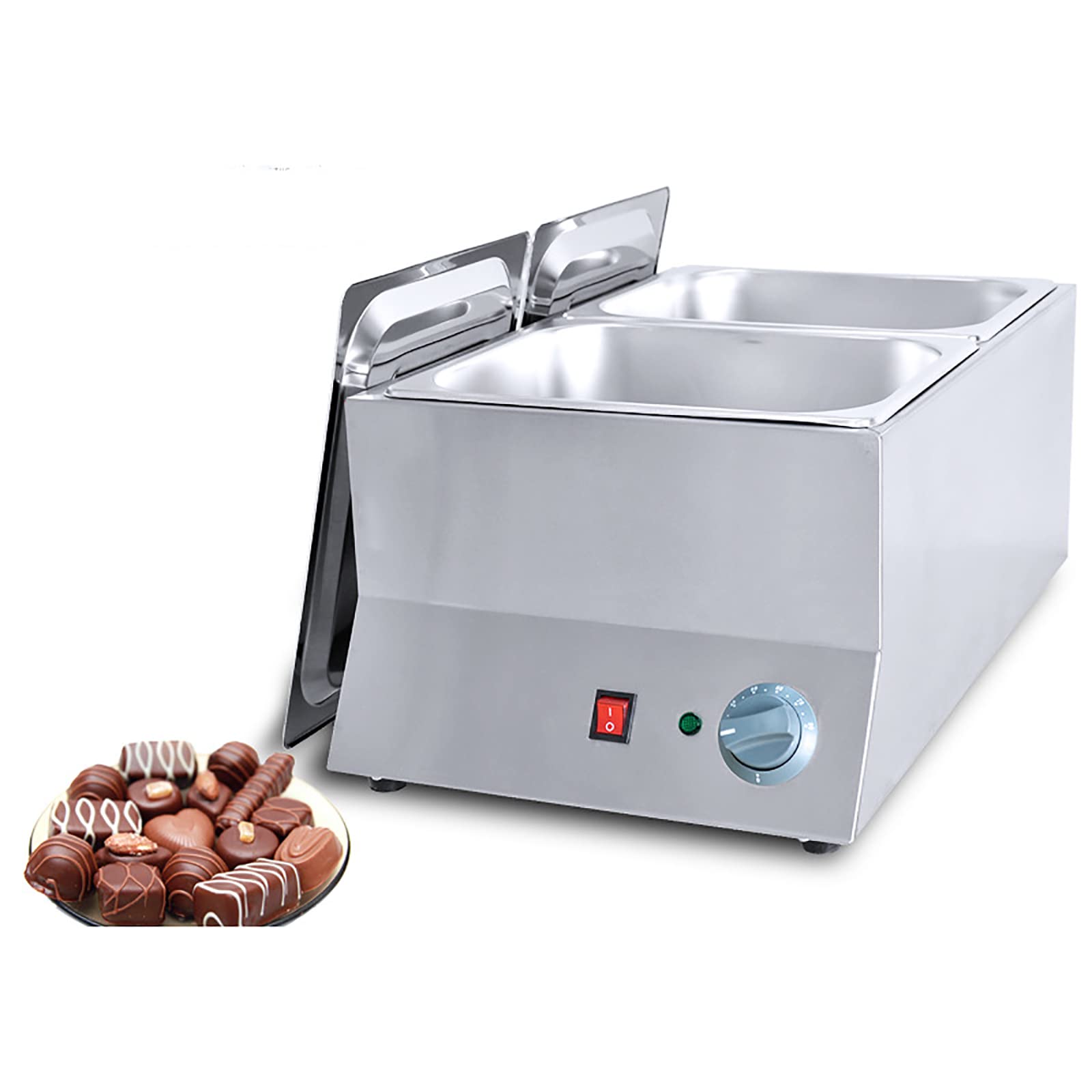 AYCDL Chocolate Melter, Double Pots Chocolate Tempering Machine, with Temperature Control 30~80℃/86~176℉, Stainless Steel Food Warmer for Melting and Heating Chocolate/Milk/Cre