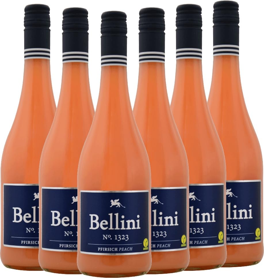 Bellini No. 1323 Pfirsich alkoholfrei - P&P Weine Alkoholfreies Getränk 6 x 0,75l VINELLO - 6 x Weinpaket inkl. kostenlosem VINELLO.weinausgießer