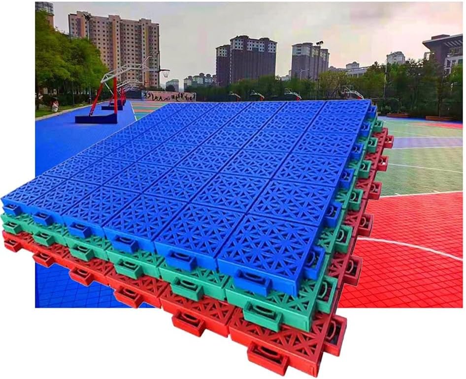 53cm Modular Interlocking Floor Tiles, Weatherproof Spliced Floor with Drainage Holes for School/Kindergarten/Basketball Court/Park,Red,4PCS,Red-1PCS,Red-1PCS